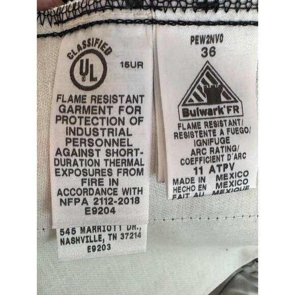 Bulwark Flame-Resistant Work Pants W36 L34 Navy Blue 100% Cotton Safety Certifie - Picture 3 of 9